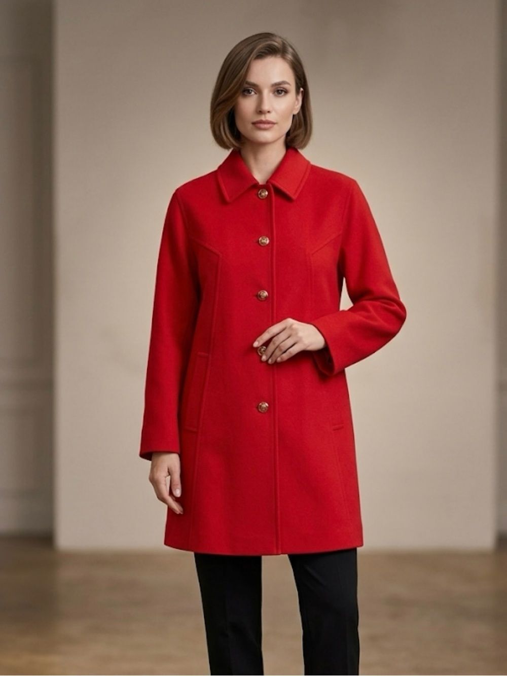 Valentino Red 100% Lana Wool Pea Coat